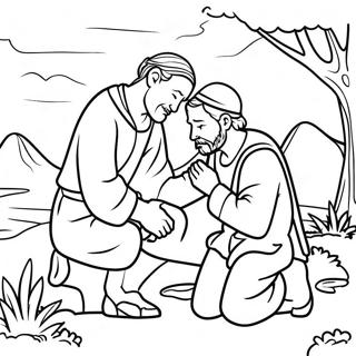 Compassionate Good Samaritan Helping A Traveler Coloring Page 11332-42928