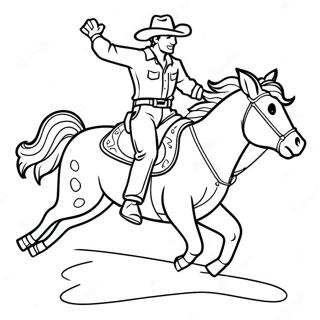 Cowboy Riding A Bucking Bronco Coloring Page 11432-9445