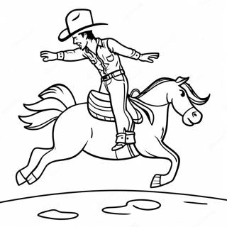 Cowboy Riding A Bucking Bronco Coloring Page 11432-9446