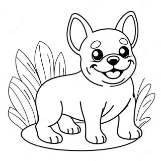 Cute French Bulldog Playing Coloring Page 11442-9454