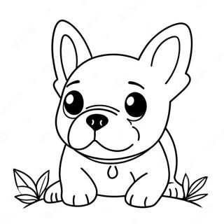 Cute French Bulldog Playing Coloring Page 11442-9455