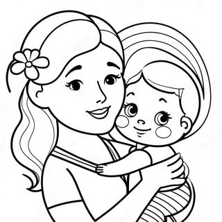 Cute Mother And Child Coloring Page 11452-9463