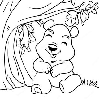 Cheerful Winnie The Pooh Decorating A Tree Coloring Page 11552-9538