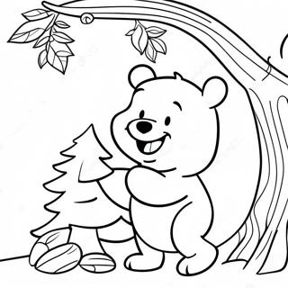 Cheerful Winnie The Pooh Decorating A Tree Coloring Page 11552-9539