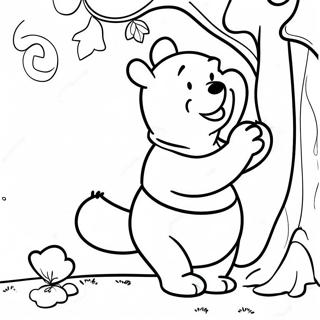 Cheerful Winnie The Pooh Decorating A Tree Coloring Page 11552-9540