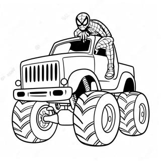 Spiderman In A Colorful Monster Truck Coloring Page 11572-9557