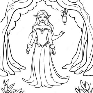 Elegant Elf In Enchanted Forest Coloring Page 11622-9593