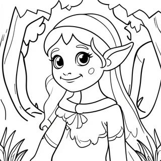 Elegant Elf In Enchanted Forest Coloring Page 11622-9596