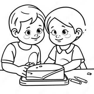 Respectful Children Sharing Coloring Page 11642-9613