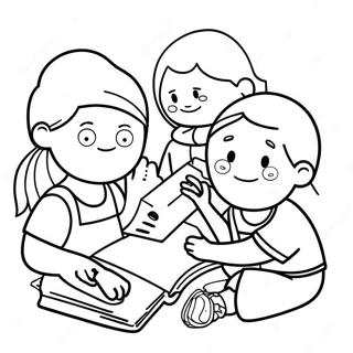 Respectful Children Sharing Coloring Page 11642-9615