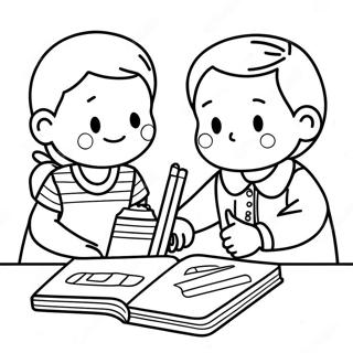 Respectful Children Sharing Coloring Page 11642-9616