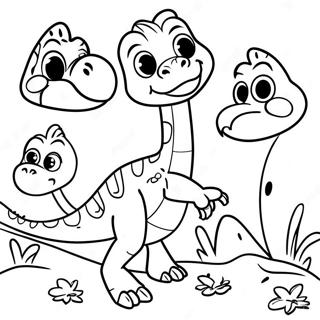 Cute Velociraptor Playing With Friends Coloring Page 1172-934