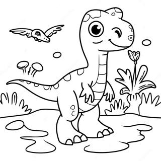 Cute Velociraptor Playing With Friends Coloring Page 1172-935