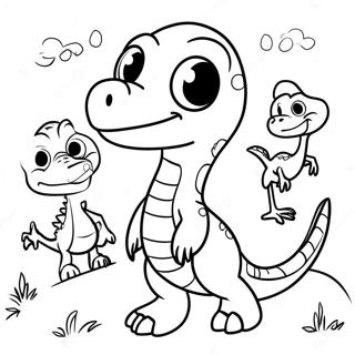 Cute Velociraptor Playing With Friends Coloring Page 1172-936