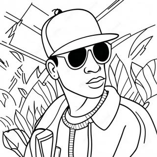 Cool Hip Hop Gangster With Cap Coloring Page 11732-9677