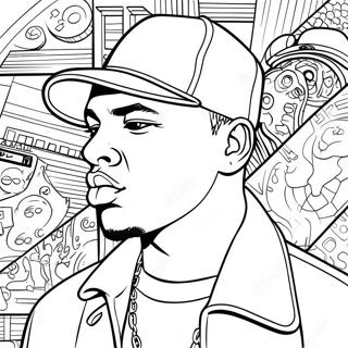 Cool Hip Hop Gangster With Cap Coloring Page 11732-9678