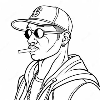 Cool Hip Hop Gangster With Cap Coloring Page 11732-9679