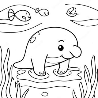 Cute Manatee Swimming In The Ocean Coloring Page 11942-9845