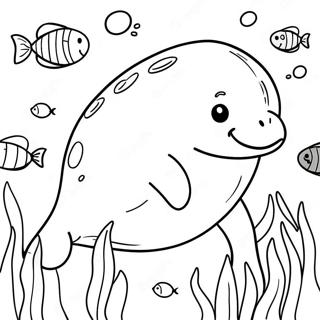 Cute Manatee Swimming In The Ocean Coloring Page 11942-9846