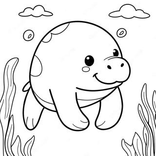 Cute Manatee Swimming In The Ocean Coloring Page 11942-9847