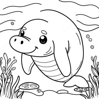 Cute Manatee Swimming In The Ocean Coloring Page 11942-9848