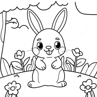 Cute Baby Bunny In A Flower Garden Coloring Page 11962-9861