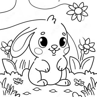 Cute Baby Bunny In A Flower Garden Coloring Page 11962-9862