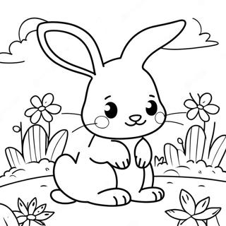 Cute Baby Bunny In A Flower Garden Coloring Page 11962-9863