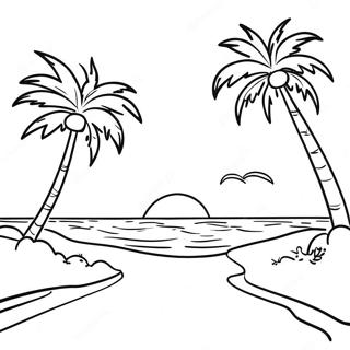 Sunny Beach With Palm Trees Coloring Page 12002-9894