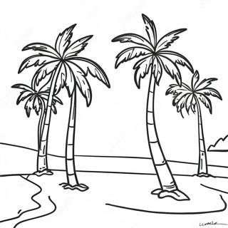 Sunny Beach With Palm Trees Coloring Page 12002-9895