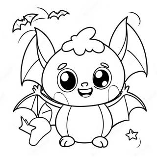 Cute Halloween Bat With Pumpkin Coloring Page 12052-9933