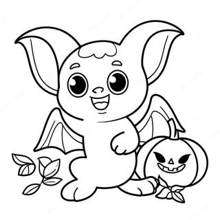 Cute Halloween Bat With Pumpkin Coloring Page 12052-9934