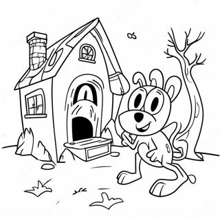 Courage The Cowardly Dog In A Spooky House Coloring Page 12092-9969