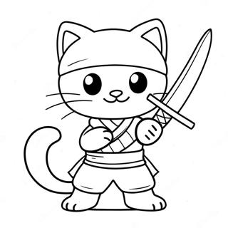 Cute Cat Ninja With A Sword Coloring Page 12142-10010