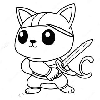 Cute Cat Ninja With A Sword Coloring Page 12142-10011