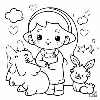 Megan With Cute Animals Coloring Page 12352-10169