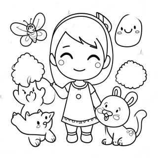 Megan With Cute Animals Coloring Page 12352-10170