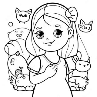 Megan With Cute Animals Coloring Page 12352-10171