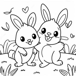 Happy Sunny Bunnies Playing Coloring Page 12372-10189