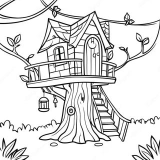 Treehouse In A Magical Forest Coloring Page 12381-10194