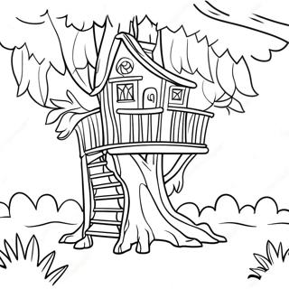 Treehouse In A Magical Forest Coloring Page 12381-10195