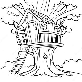 Cozy Treehouse With A Swing Coloring Page 12382-10198