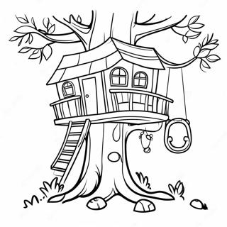 Cozy Treehouse With A Swing Coloring Page 12382-10199