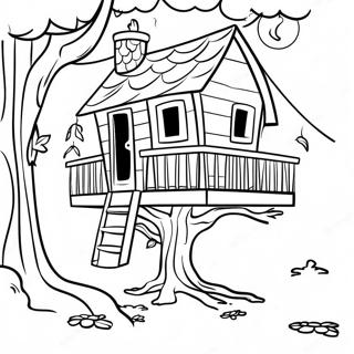 Cozy Treehouse With A Swing Coloring Page 12382-10200