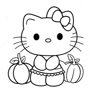 Hello Kitty With A Pumpkin Coloring Page 12392-10221