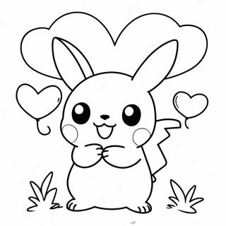 Cute Pokemon Holding Hearts Coloring Page 12422-10230