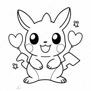 Cute Pokemon Holding Hearts Coloring Page 12422-10232