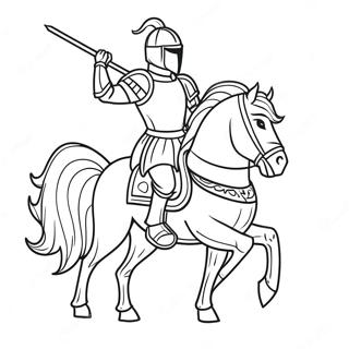 Brave Knight On Horse Coloring Page 1242-989