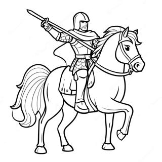 Brave Knight On Horse Coloring Page 1242-990