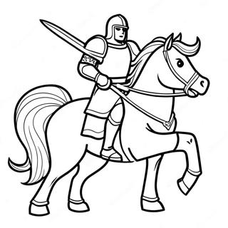 Brave Knight On Horse Coloring Page 1242-991